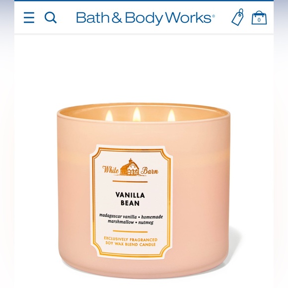 💕Bath and Body Works White Barn Vanilla Bean 3 Wick Candle - Picture 1 of 7